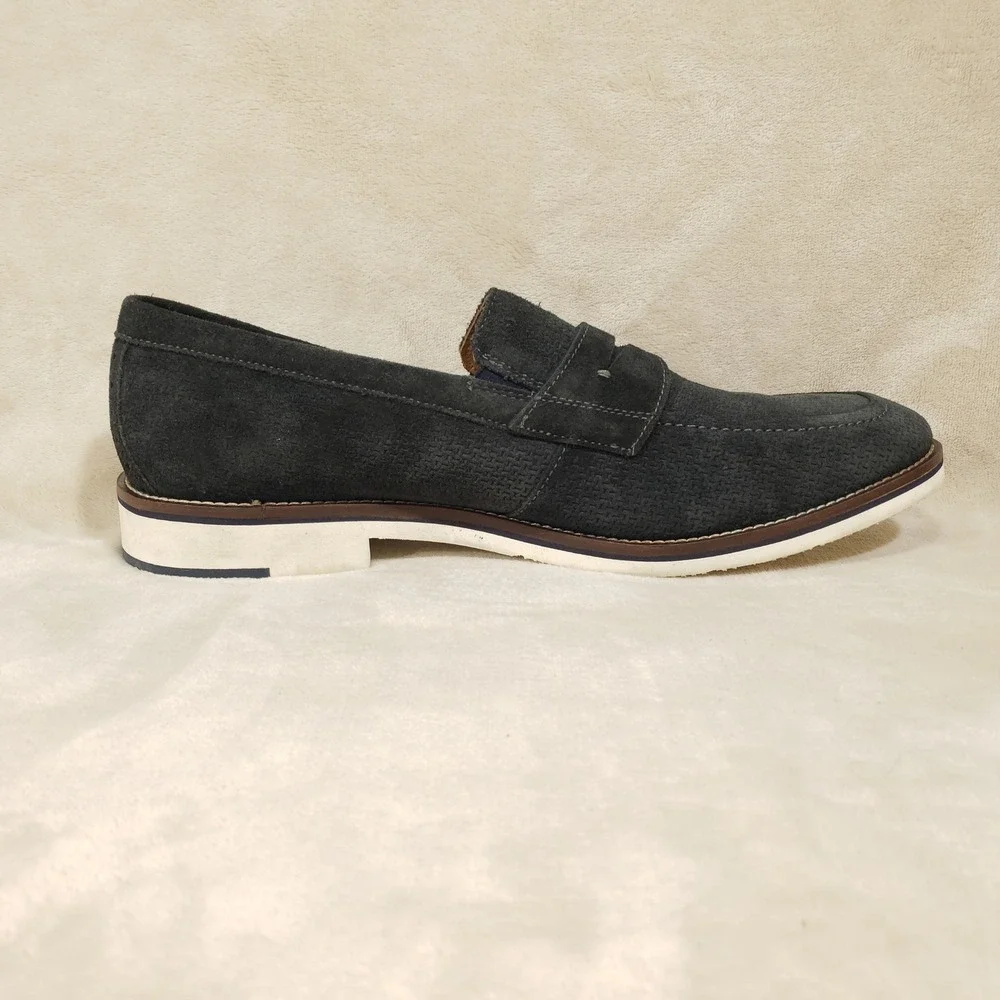 Johnston & Murphy Penny Loafers Mens Size 11 Dark Gray Suede Memory Foam Casual